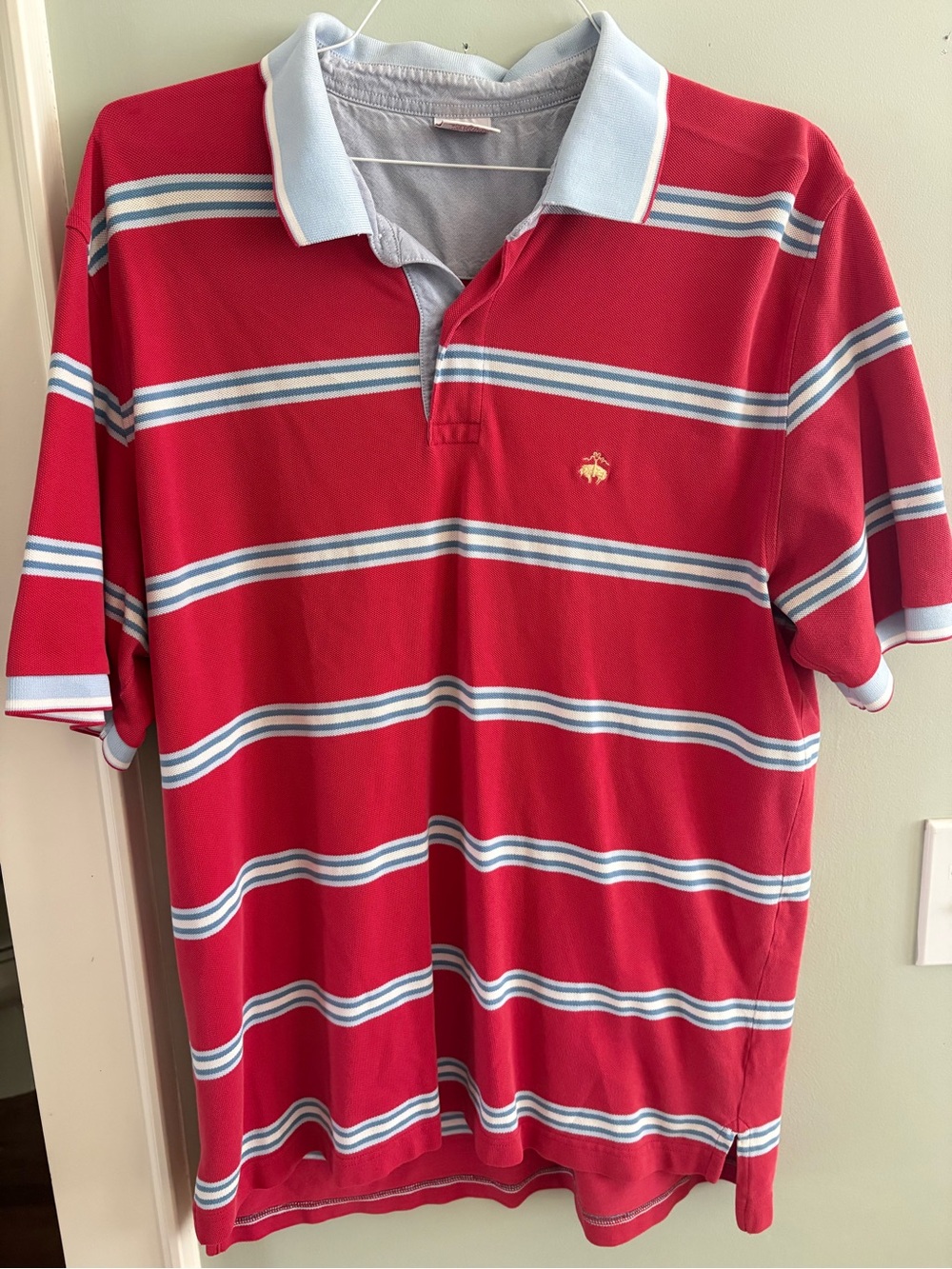 Brooks Brothers Red Striped Polo with Light Blue Accents